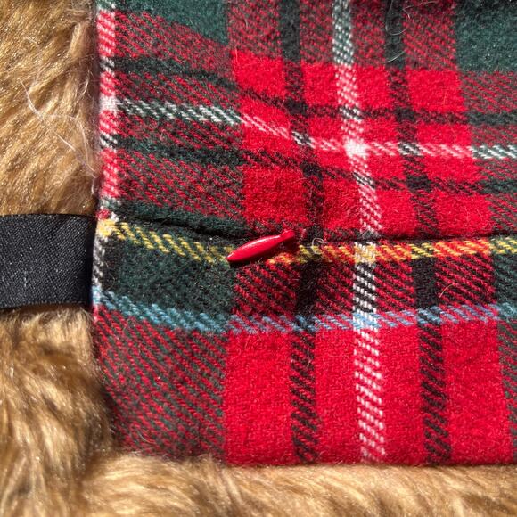 Newport Plaid Flannel Fur Trim Pillow Covers Set of 2 | 19x19 Red Cabin Holiday - Picture 6 of 16
